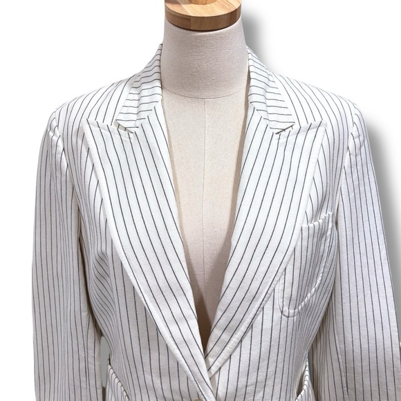 Ralph Lauren Vintage Linen White Black Pinstriped Women’s Blazer Size 12 - Picture 4 of 10